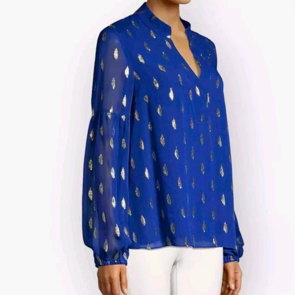Lilly Pulitzer Royal Blue Blouse with Gold Accents